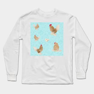 Golden Neck Belgian D'Uccle Pattern Blue Long Sleeve T-Shirt